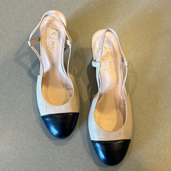 French Sole Shoes - French Sole Beige/Black Heels Size 8